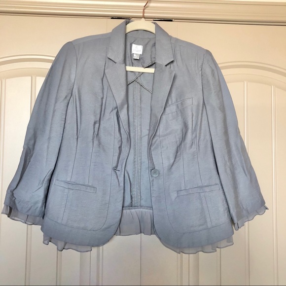 Lauren Conrad Light Grey Ruffle Blazer - Picture 2 of 5